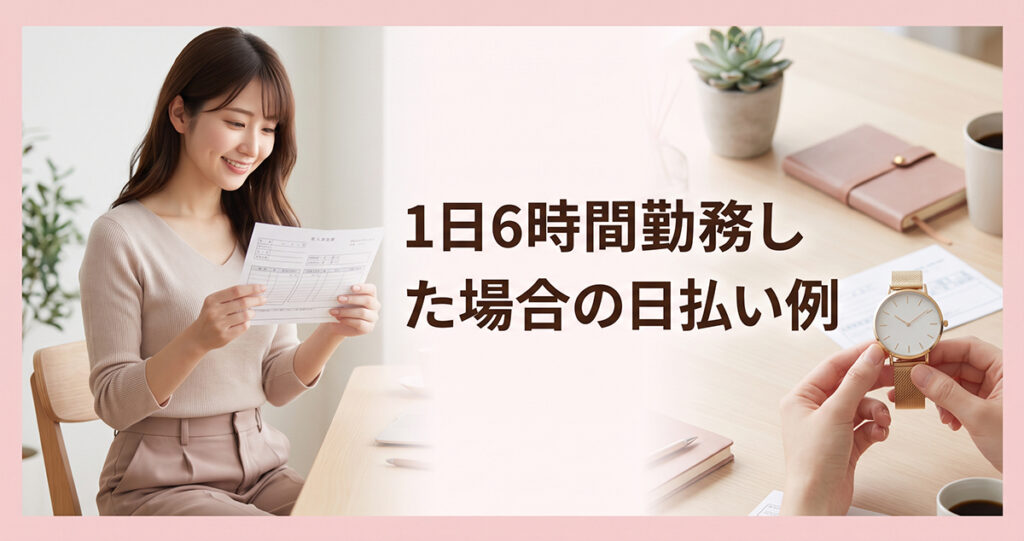 6時間勤務の日払い金額を確認する女性