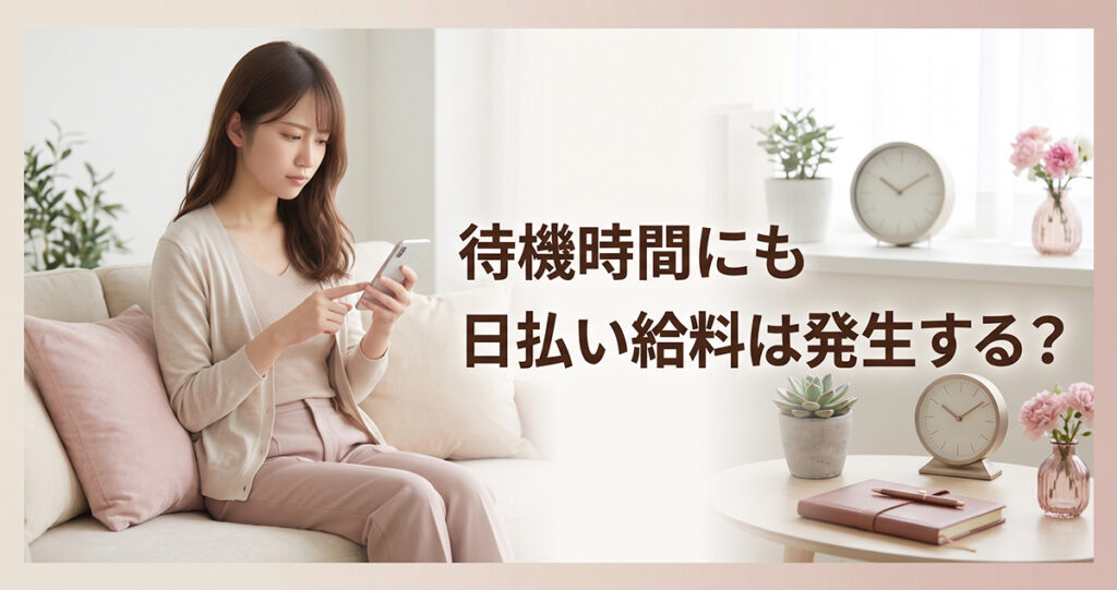 待機時間の給料と保証条件を確認する女性