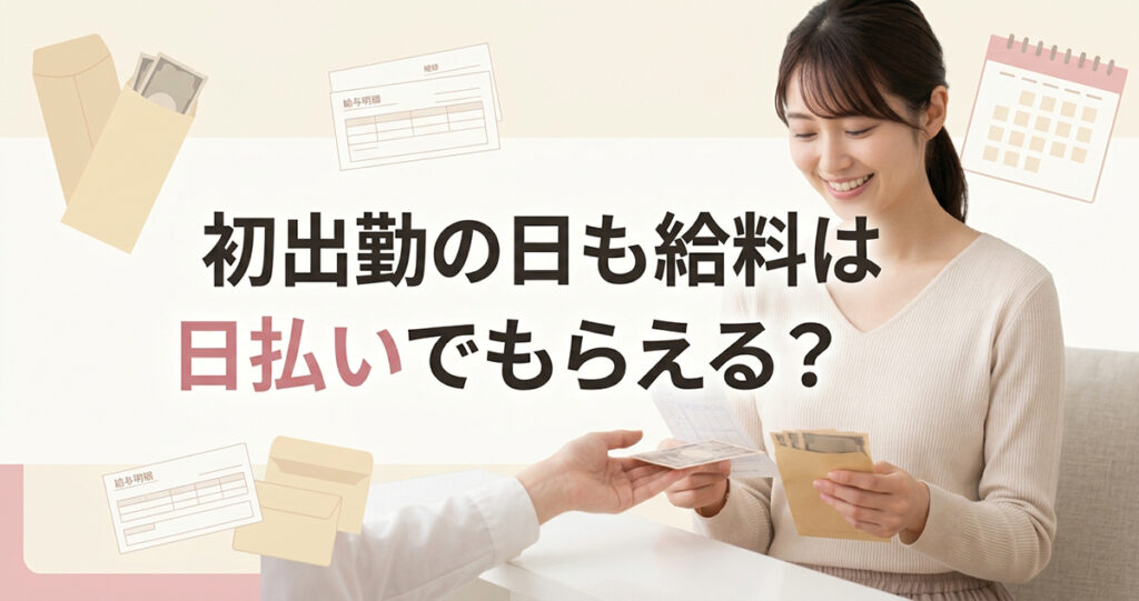 初出勤後に日払い給料を受け取る女性