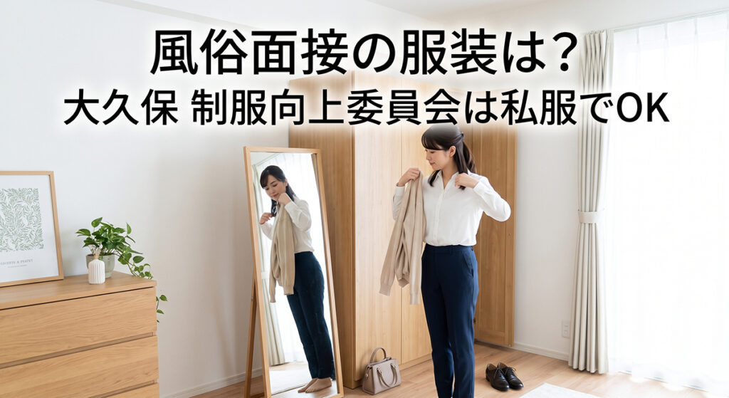 私服で面接に向かう準備をする成人女性