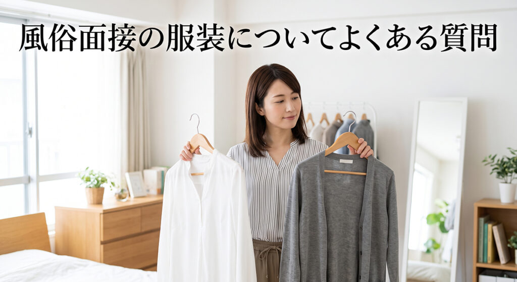 面接に着るシャツや羽織り物を考える女性