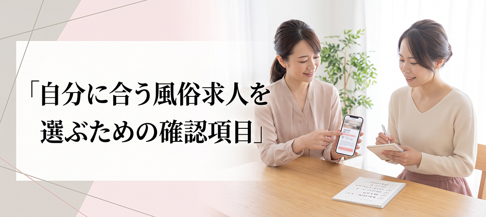 求人条件を確認して自分に合う店を探す女性