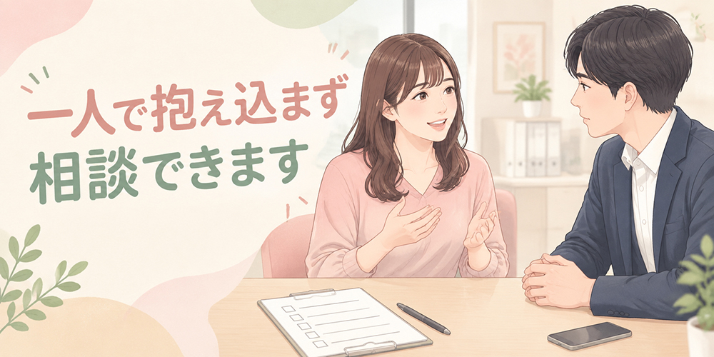 NGや不安を男性スタッフへ相談する女性