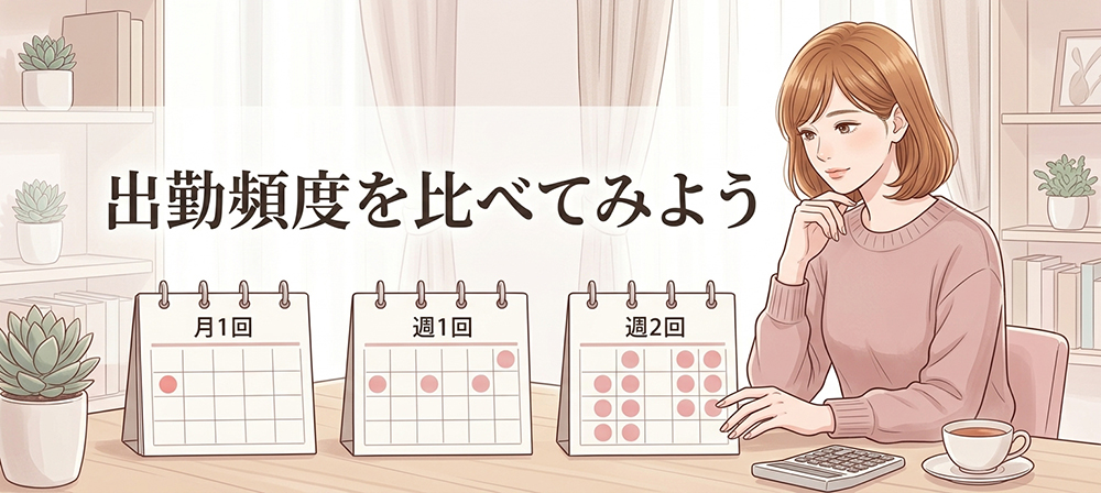 月1回・週1回・週2回を比較する女性