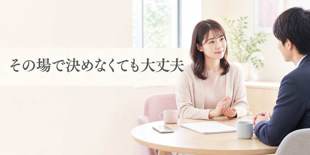 男性スタッフに面接後の検討時間を希望する女性