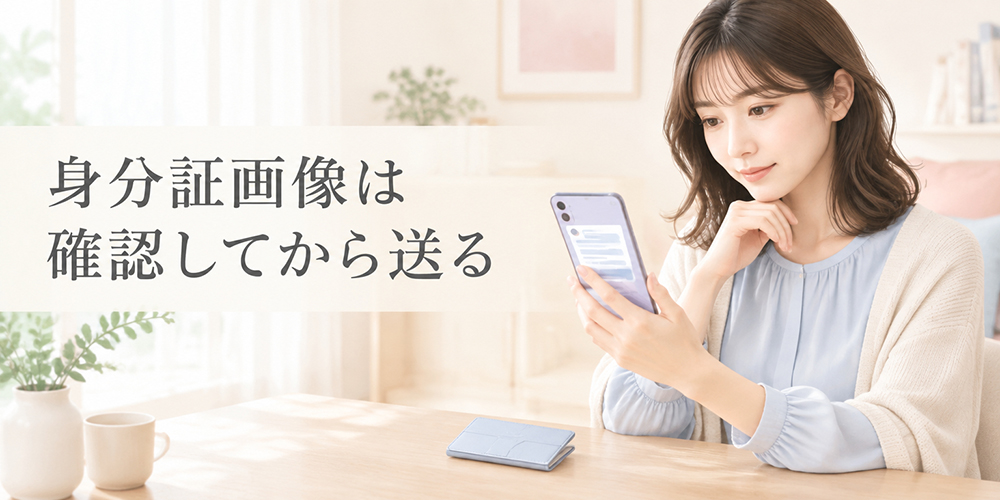 身分証画像の送信範囲を確認する女性